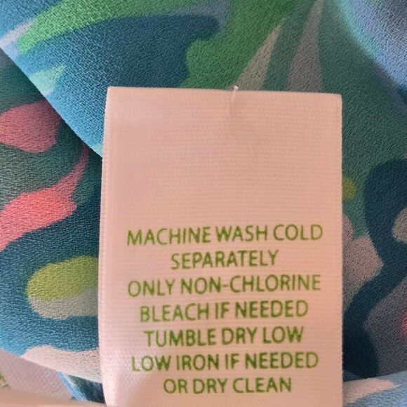 Lilly Pulitzer Womens Maritza Lileeze Button Front Blouse Ibiza Blue Aqua Small - Picture 9 of 11